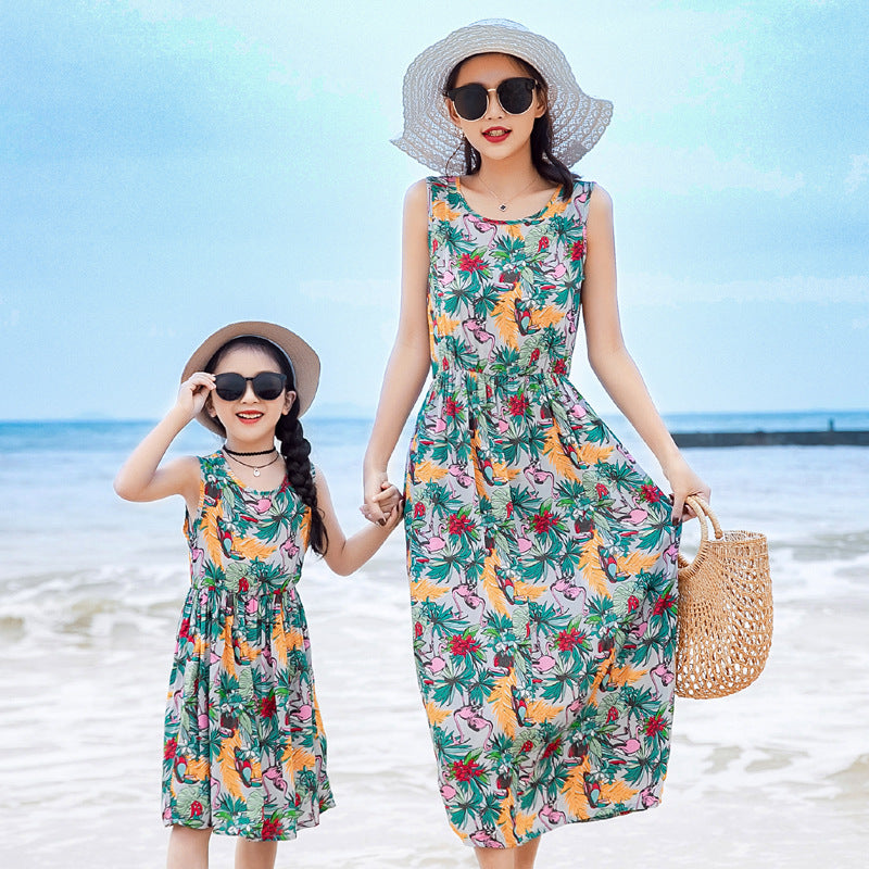 Mère et fille Vacances Plage Veste Longue Jupe