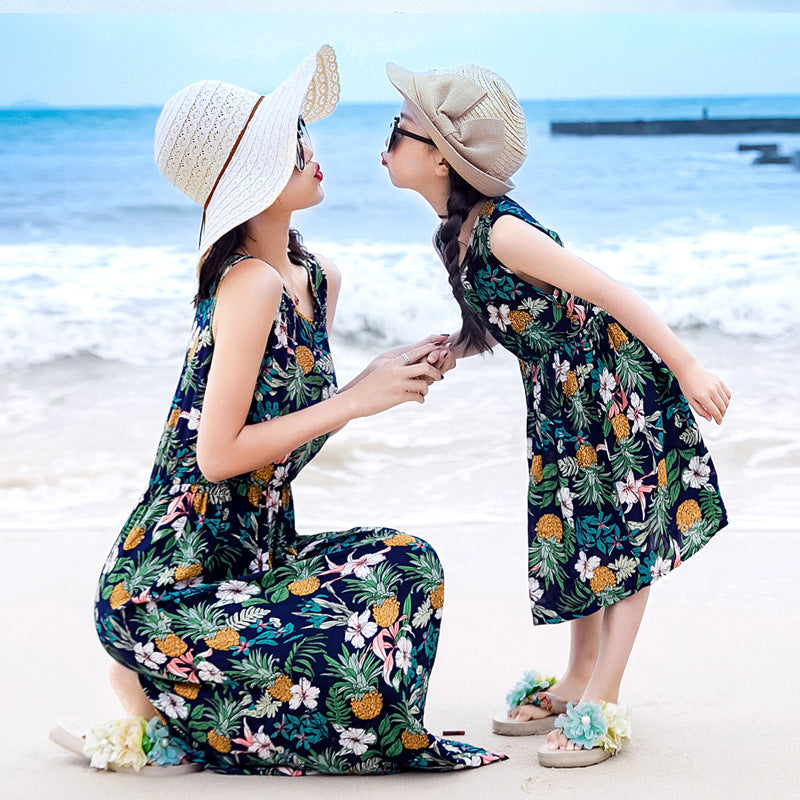 Mère et fille Vacances Plage Veste Longue Jupe