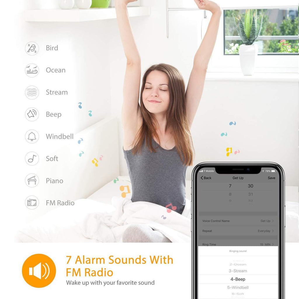 Smart Version APP Controlled WIFI 7 Couleur Changer la lumière de réveil numérique