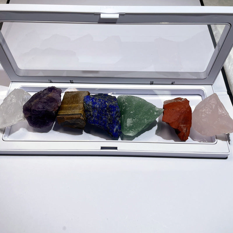 Amazon Seven Chakra cristal naturel Rough Stone Ornament Seven Couleur Healing Stone Yoga Me