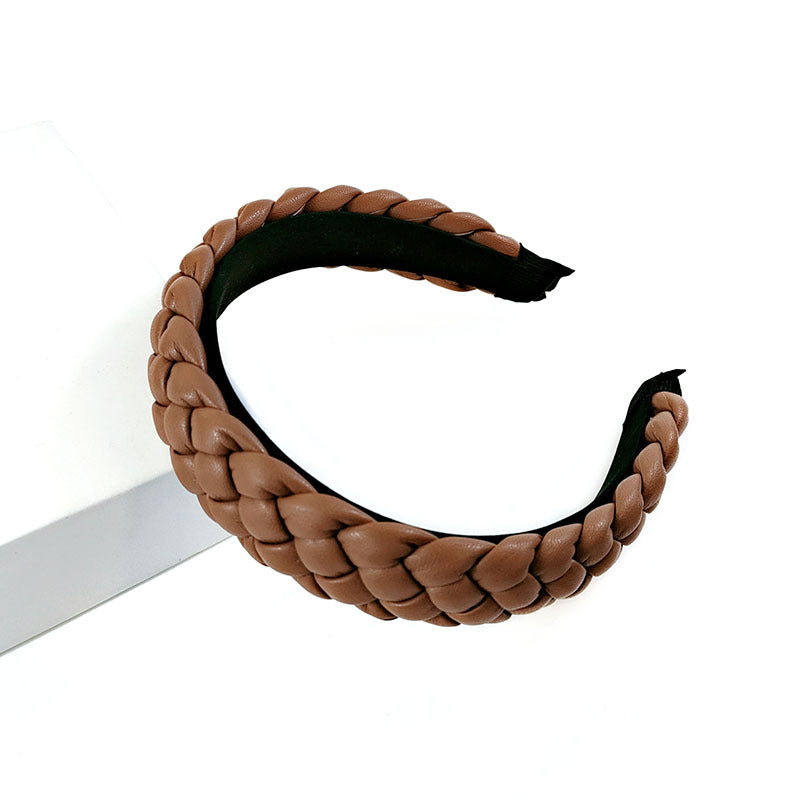 Bandeau en cuir rouge net tressé en cuir teint en candy épingle à cheveux pressé Pu bandeau pour