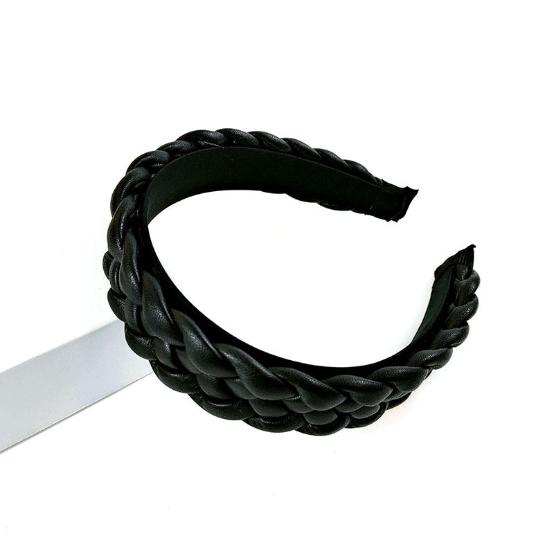 Bandeau en cuir rouge net tressé en cuir teint en candy épingle à cheveux pressé Pu bandeau pour