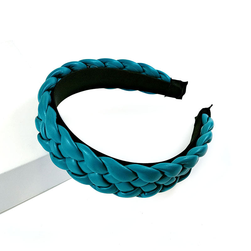 Bandeau en cuir rouge net tressé en cuir teint en candy épingle à cheveux pressé Pu bandeau pour