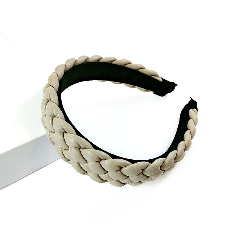 Bandeau en cuir rouge net tressé en cuir teint en candy épingle à cheveux pressé Pu bandeau pour