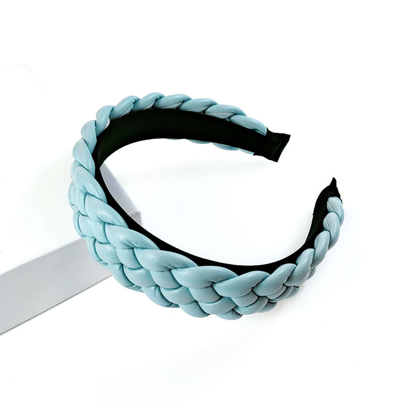 Bandeau en cuir rouge net tressé en cuir teint en candy épingle à cheveux pressé Pu bandeau pour