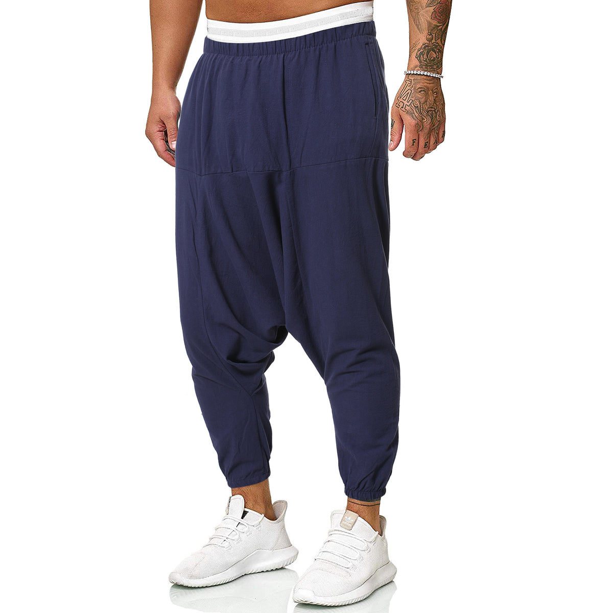Pantalons en coton et en lin casual couleur solide