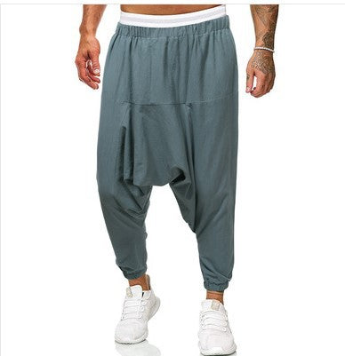 Pantalons en coton et en lin casual couleur solide