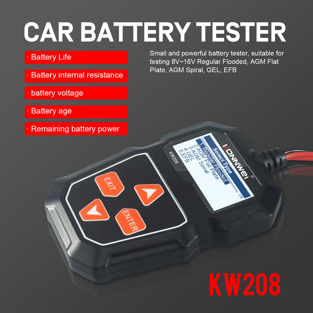 Konnwei Kw208 Testeur de résistance des batteries de voiture