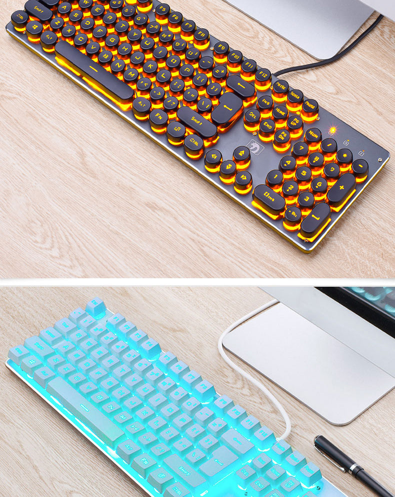 Wired Gaming Keyboard Manipulator Computer Desk Home Punk Retro Luminous Keyboard