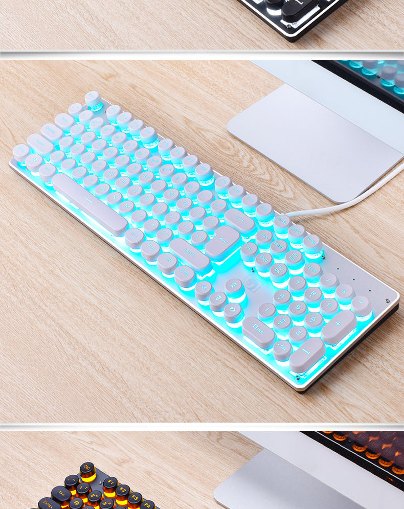 Wired Gaming Keyboard Manipulator Computer Desk Home Punk Retro Luminous Keyboard