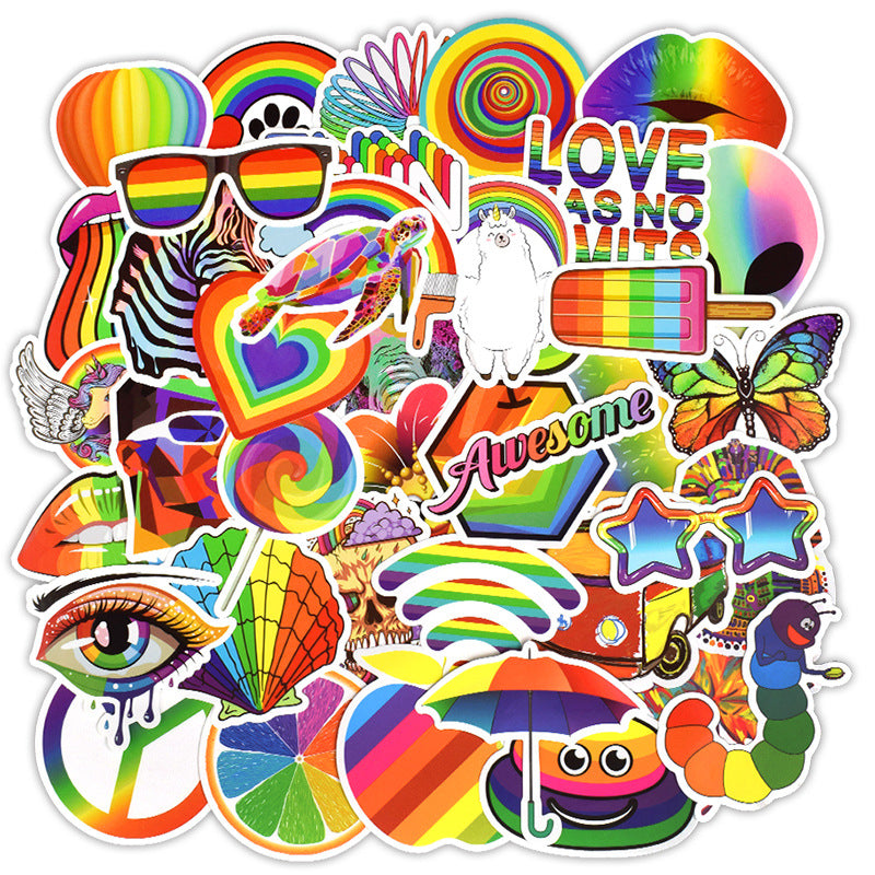 50 Stickers Arc-en-ciel