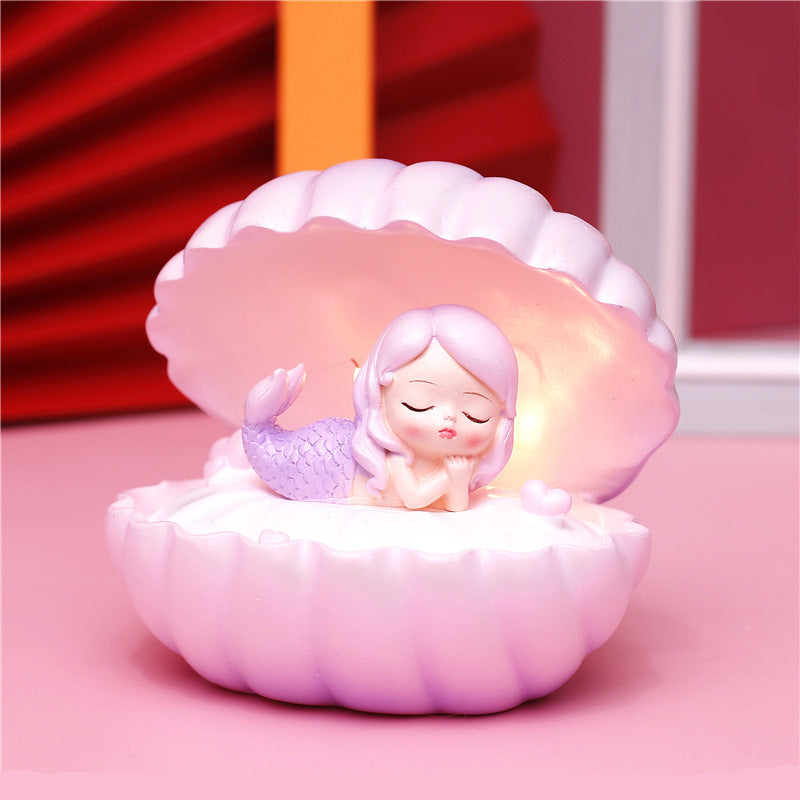 Pearlescent Sirène Star Lampe Ins Girl Dream Shell Lampe Fairy Décoration Night Light résine
