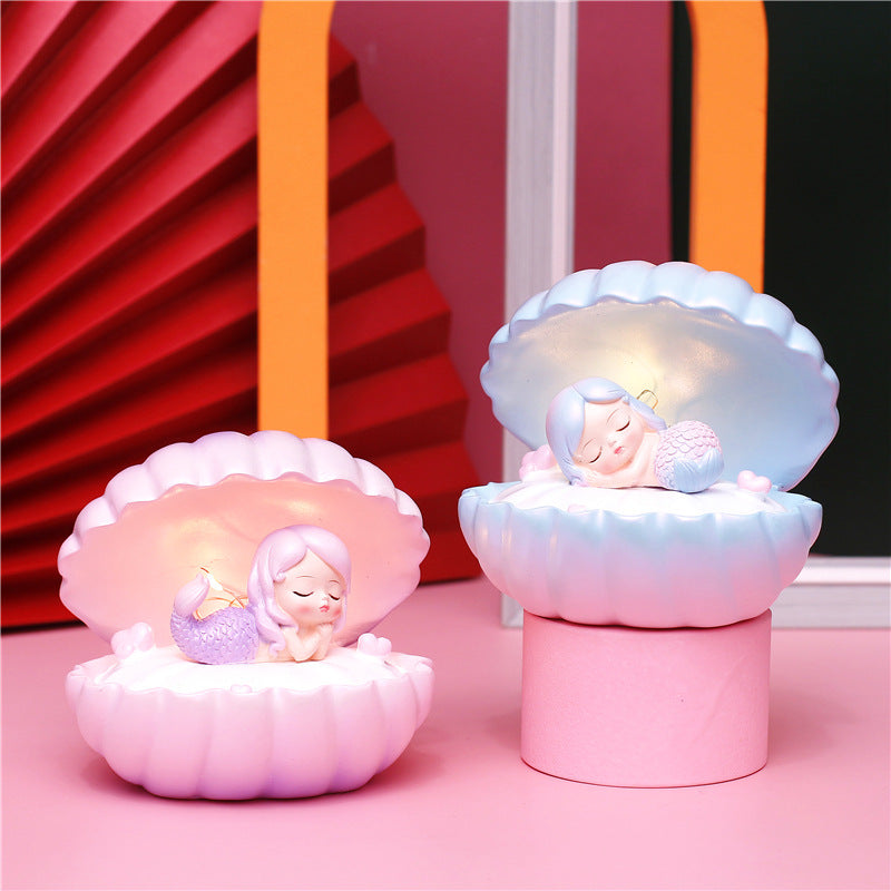 Pearlescent Sirène Star Lampe Ins Girl Dream Shell Lampe Fairy Décoration Night Light résine