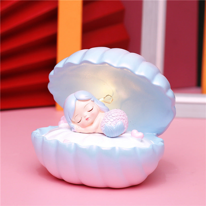 Pearlescent Sirène Star Lampe Ins Girl Dream Shell Lampe Fairy Décoration Night Light résine