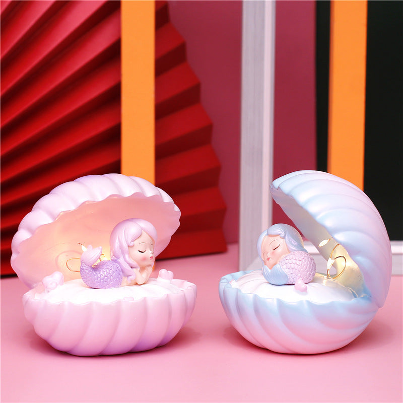 Pearlescent Sirène Star Lampe Ins Girl Dream Shell Lampe Fairy Décoration Night Light résine