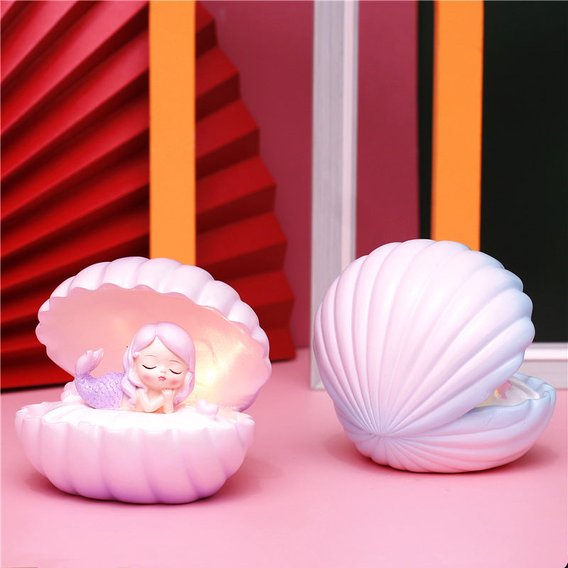 Pearlescent Sirène Star Lampe Ins Girl Dream Shell Lampe Fairy Décoration Night Light résine