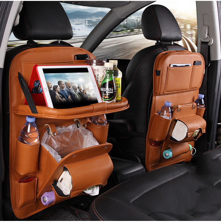 PU sac de rangement de voiture en cuir siège multifonction arrière plateau sac de suspension étanche