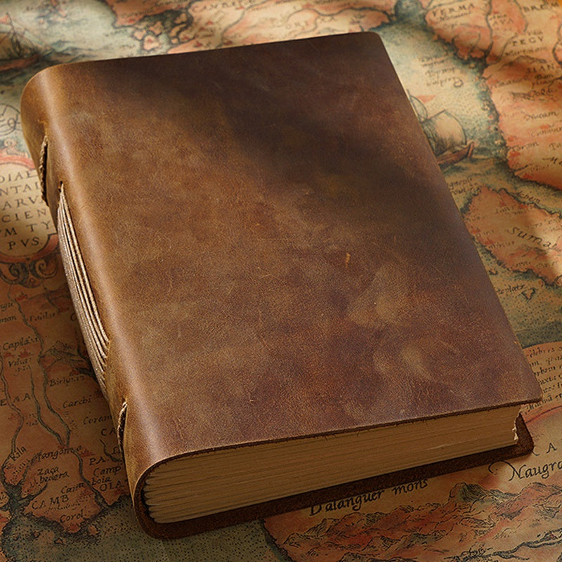 Notebook original fait à la main Cowhide Notebook rétro en cuir Notebook Creative Notebook Dia