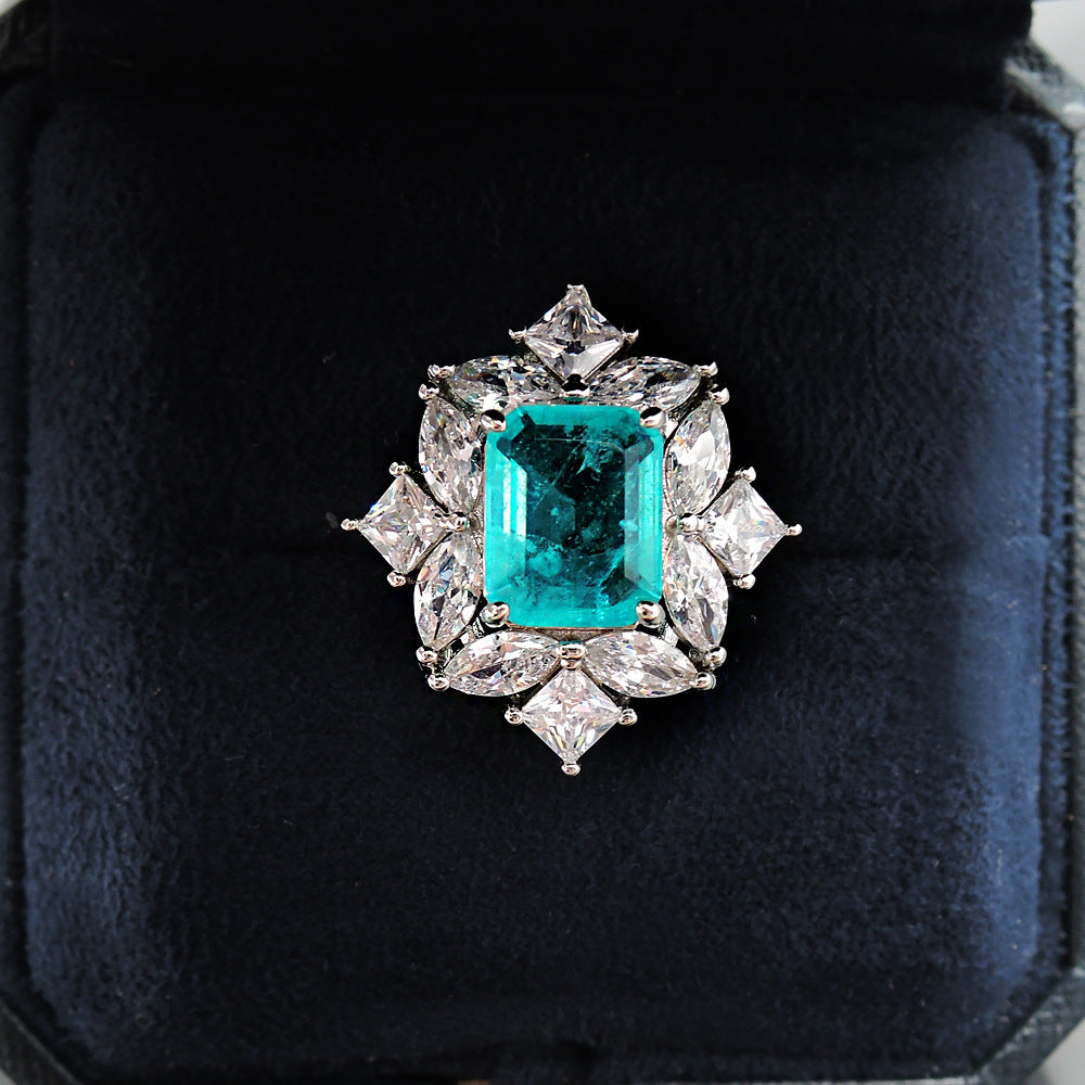 Fashion and Fashion Simulation Paraiba Ring Emerald Ring