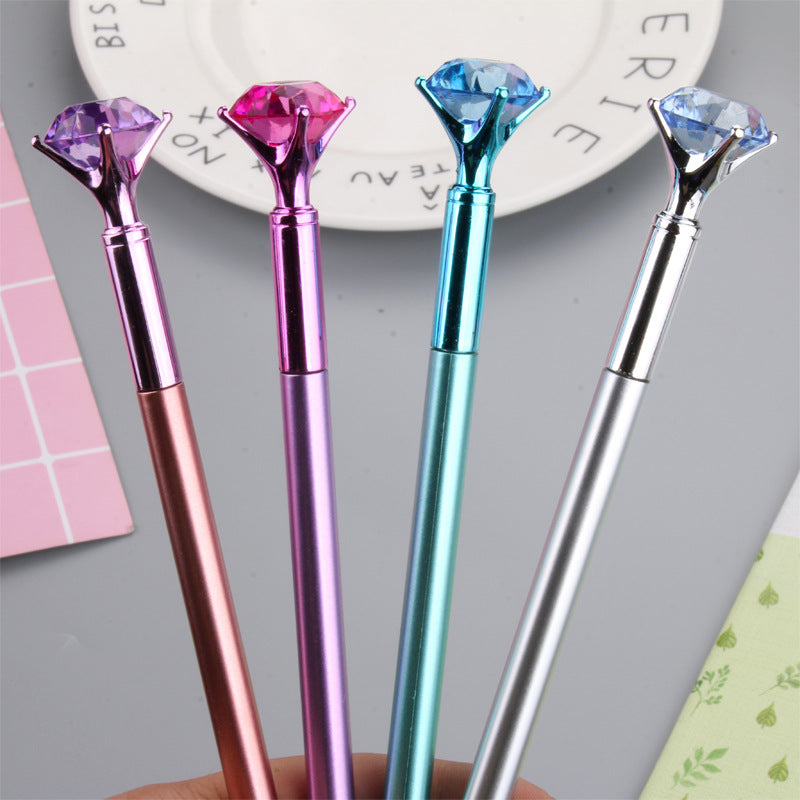 Petit stylo à gel diamanté frais et métallisé, stylo noir à pointe diamantée multicolore, stylo à note étudiant