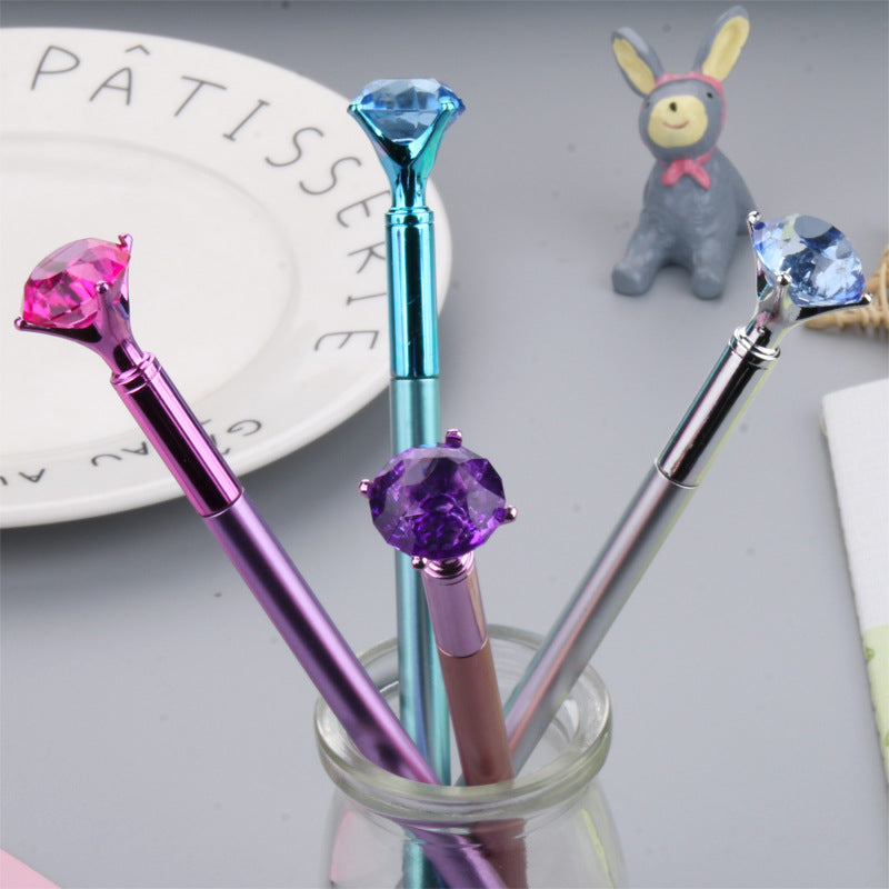 Petit stylo à gel diamanté frais et métallisé, stylo noir à pointe diamantée multicolore, stylo à note étudiant