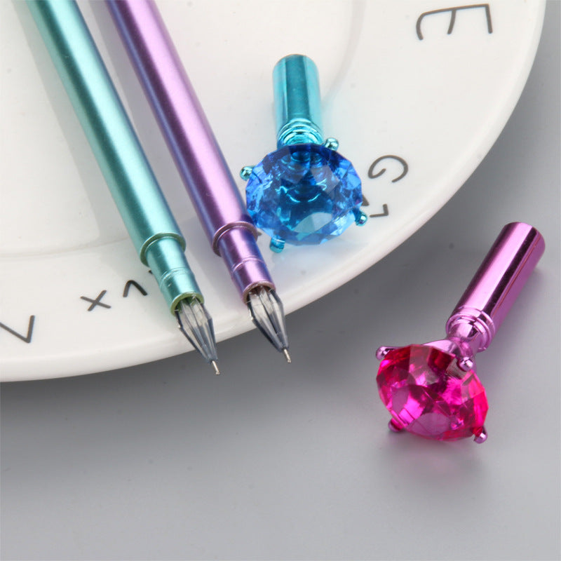 Petit stylo à gel diamanté frais et métallisé, stylo noir à pointe diamantée multicolore, stylo à note étudiant