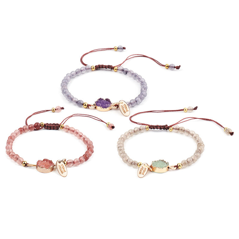 Bijoux 4Mm Bracelet en pierre à facettes Bracelet en pierre tissée à la main