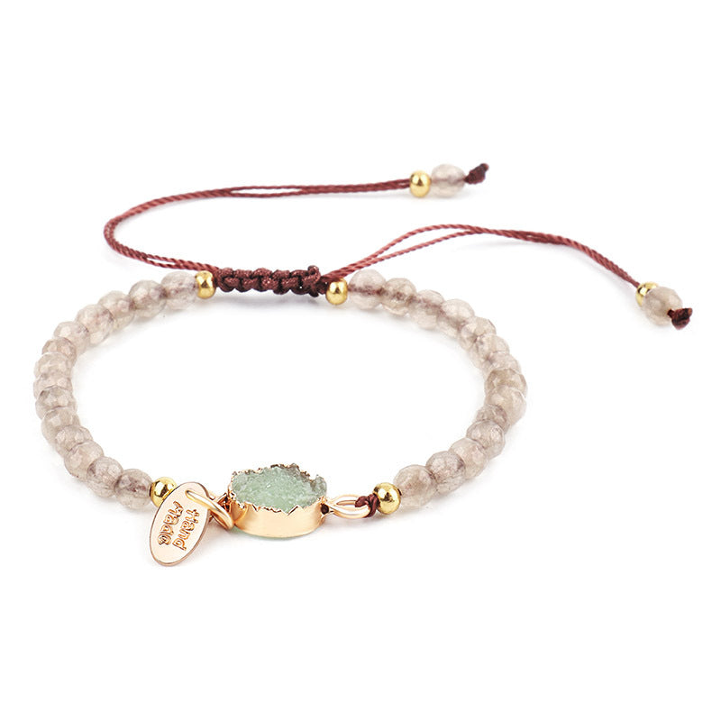 Bijoux 4Mm Bracelet en pierre à facettes Bracelet en pierre tissée à la main