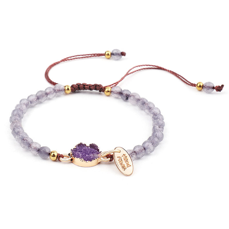 Bijoux 4Mm Bracelet en pierre à facettes Bracelet en pierre tissée à la main
