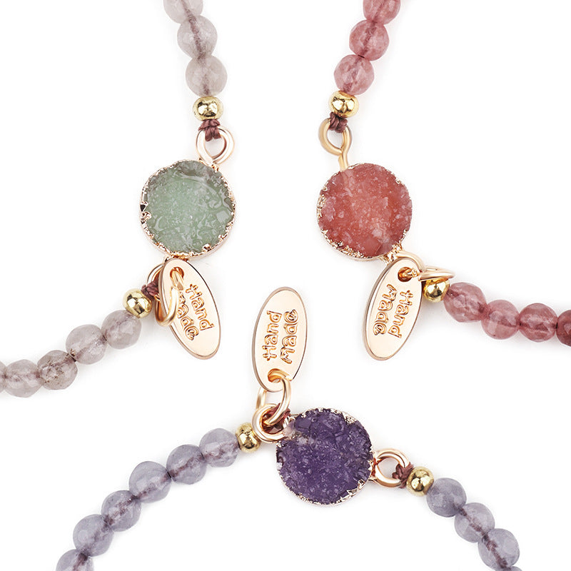 Bijoux 4Mm Bracelet en pierre à facettes Bracelet en pierre tissée à la main
