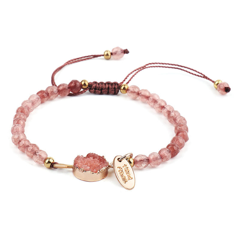 Bijoux 4Mm Bracelet en pierre à facettes Bracelet en pierre tissée à la main