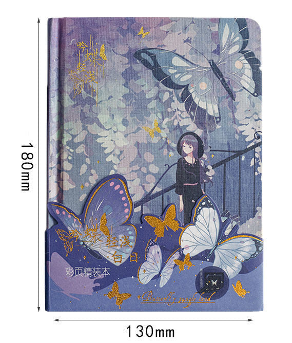 Butterfly Série de couleurs Notebook de page Journal de l'étudiant A5 Creative Beautiful Hardcover Noteb