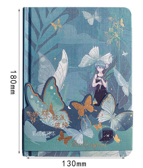 Butterfly Série de couleurs Notebook de page Journal de l'étudiant A5 Creative Beautiful Hardcover Noteb