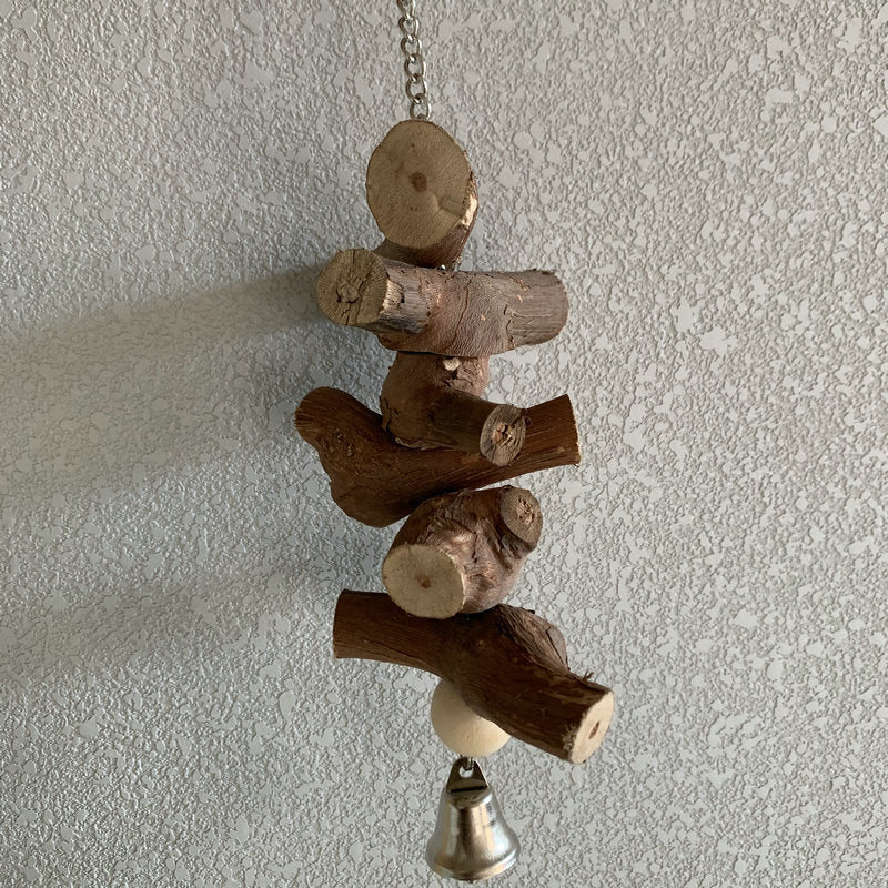 Parrot Vine Molar en bois massif avec cloche