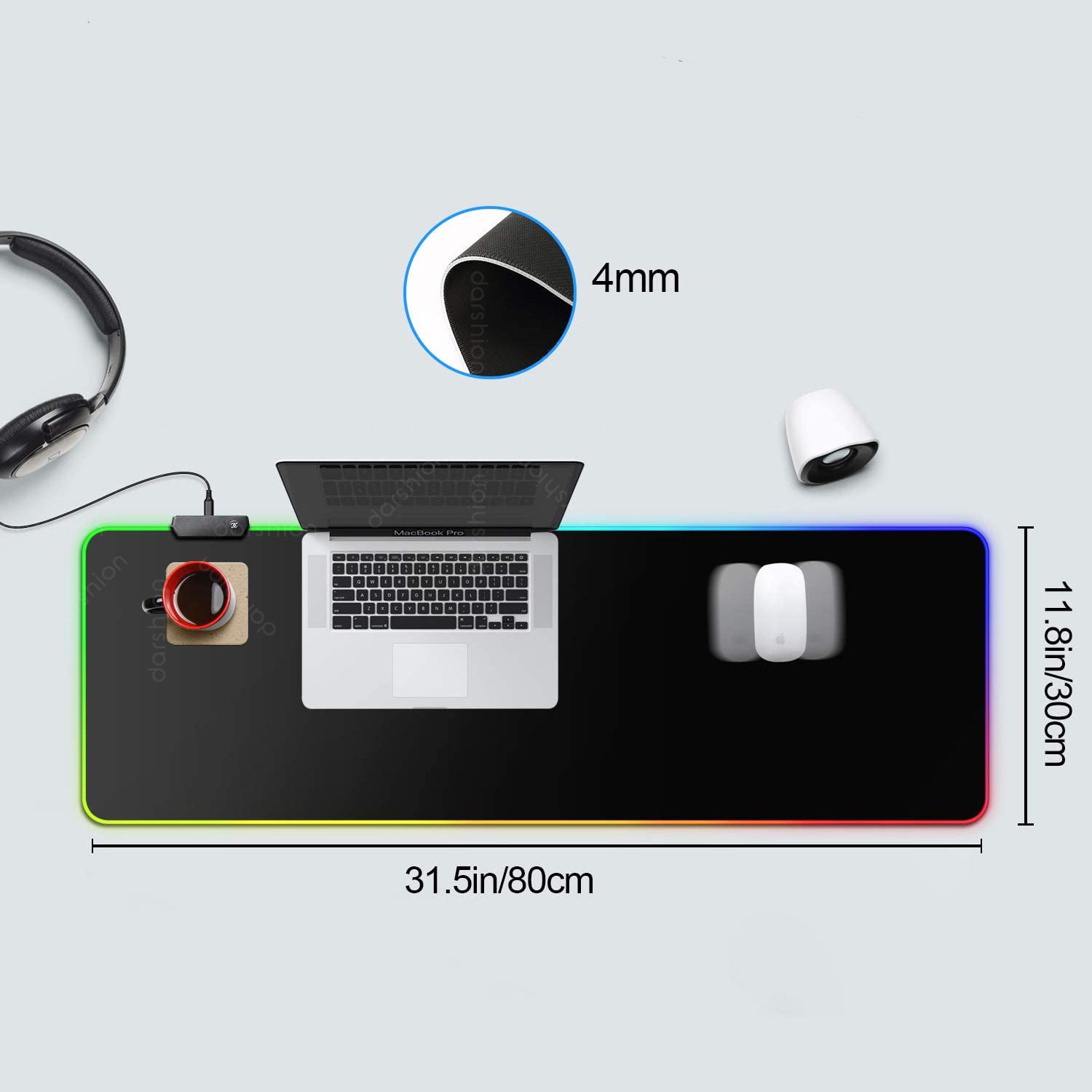 Lumineux RGB Mouse Pad Lumineux Symphony Jeu LED tapis de table en caoutchouc