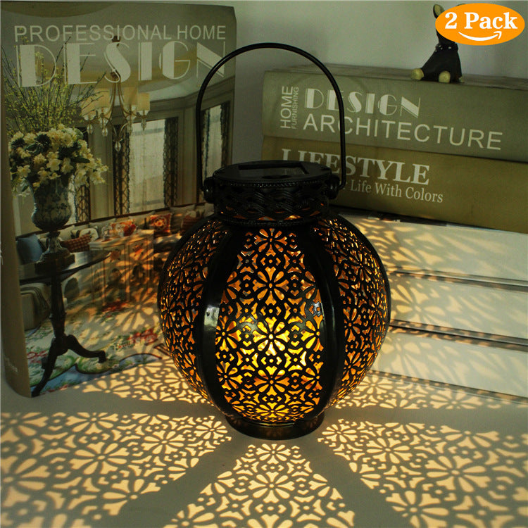 E-Commerce Solar Wrought Lampe de suspension en fer extérieur lampe de jardin imperméable Villa Décoration