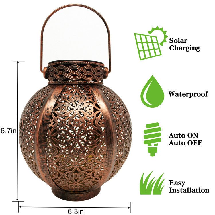 E-Commerce Solar Wrought Lampe de suspension en fer extérieur lampe de jardin imperméable Villa Décoration