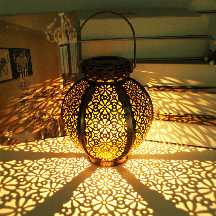 E-Commerce Solar Wrought Lampe de suspension en fer extérieur lampe de jardin imperméable Villa Décoration