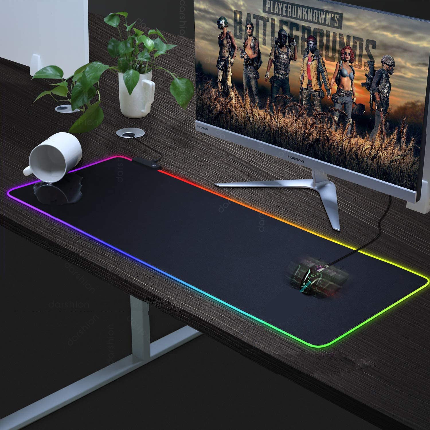 Lumineux RGB Mouse Pad Lumineux Symphony Jeu LED tapis de table en caoutchouc