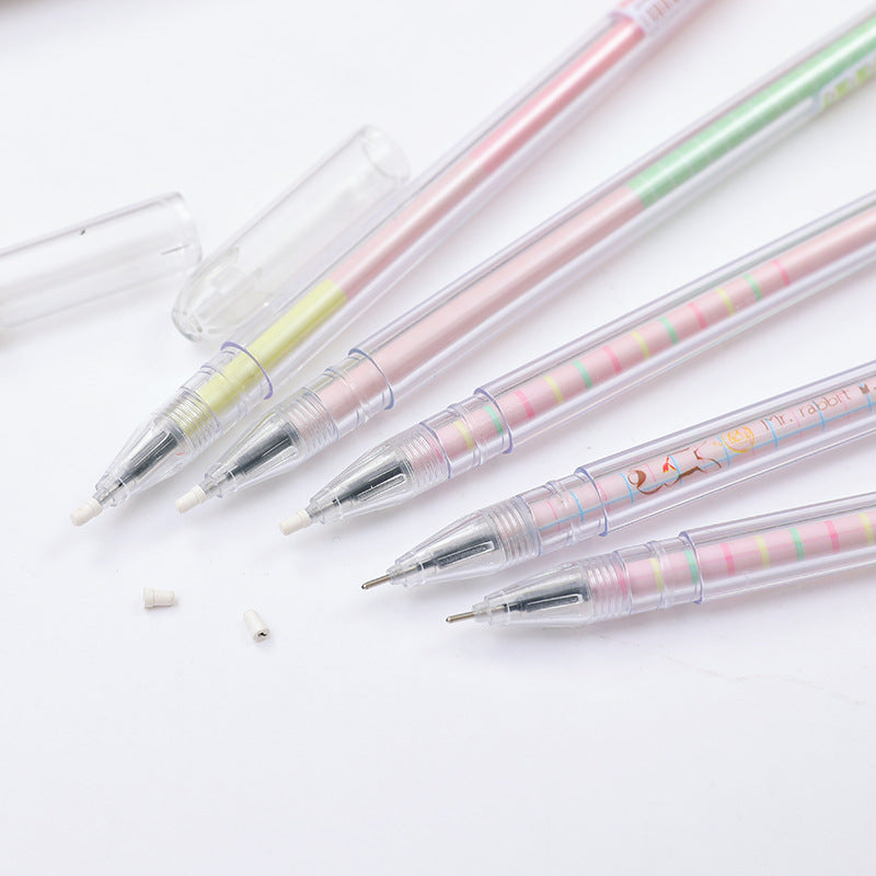 Cute Cartoon Petit Lapin Lumineux Frais Long Oreilles Stylo Signature avec Stylo de Gel Bouchon de Poussière
