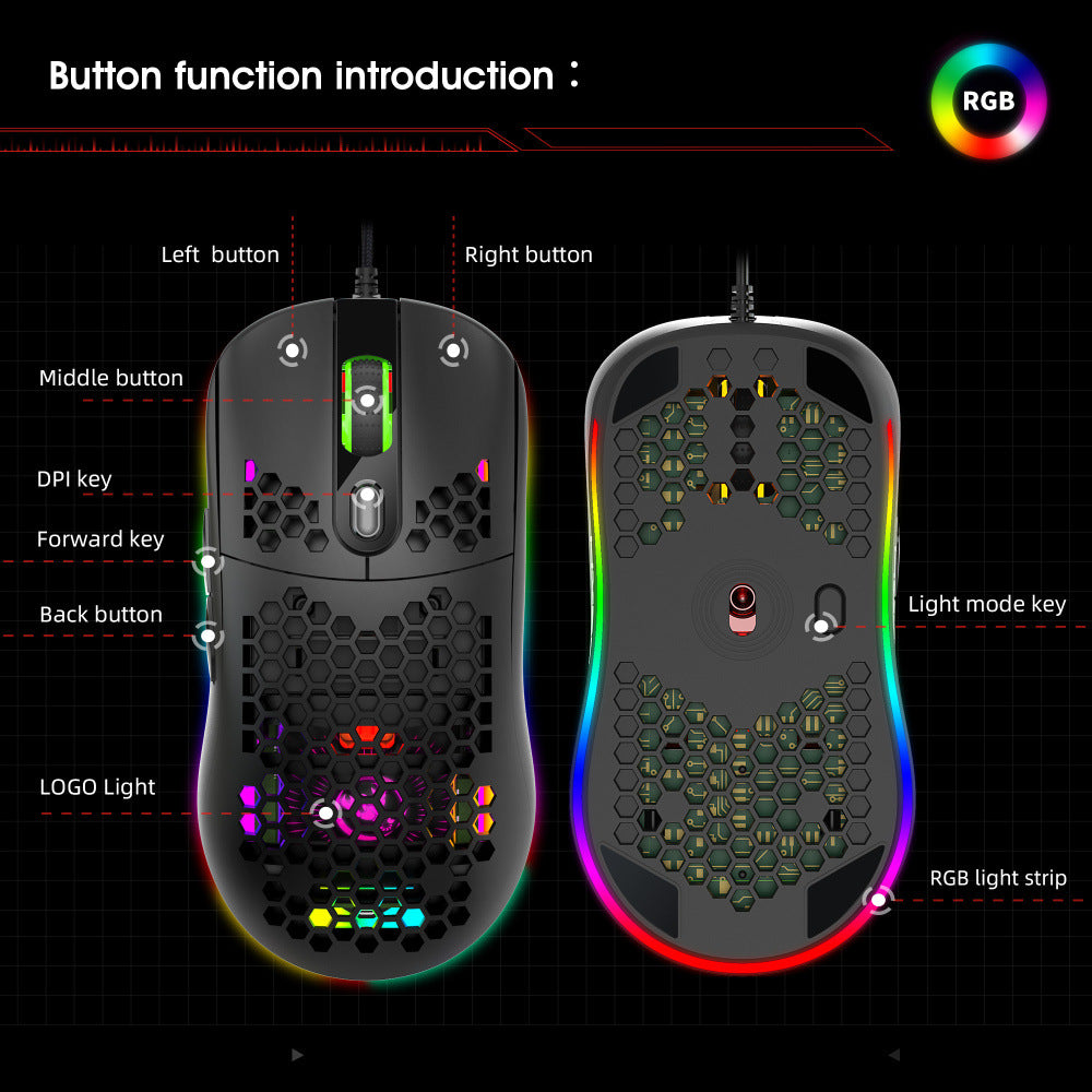 Léger dissipation de chaleur Trou de la souris Rgb Glow