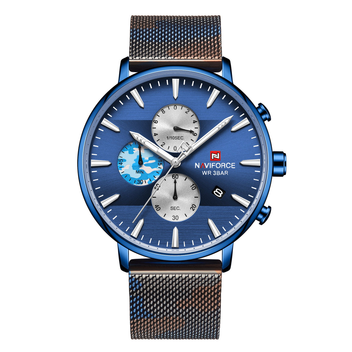 Lingxiang 9169 Bracelet en mesh Bracelet en camouflage Montre homme Imperméable Quartz Six-Hand Qu