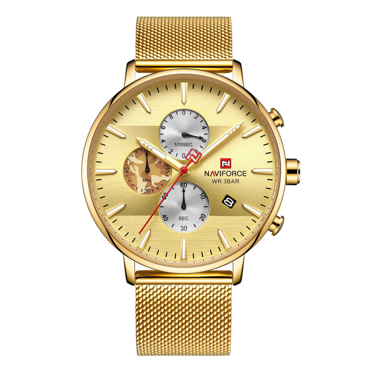 Lingxiang 9169 Bracelet en mesh Bracelet en camouflage Montre homme Imperméable Quartz Six-Hand Qu
