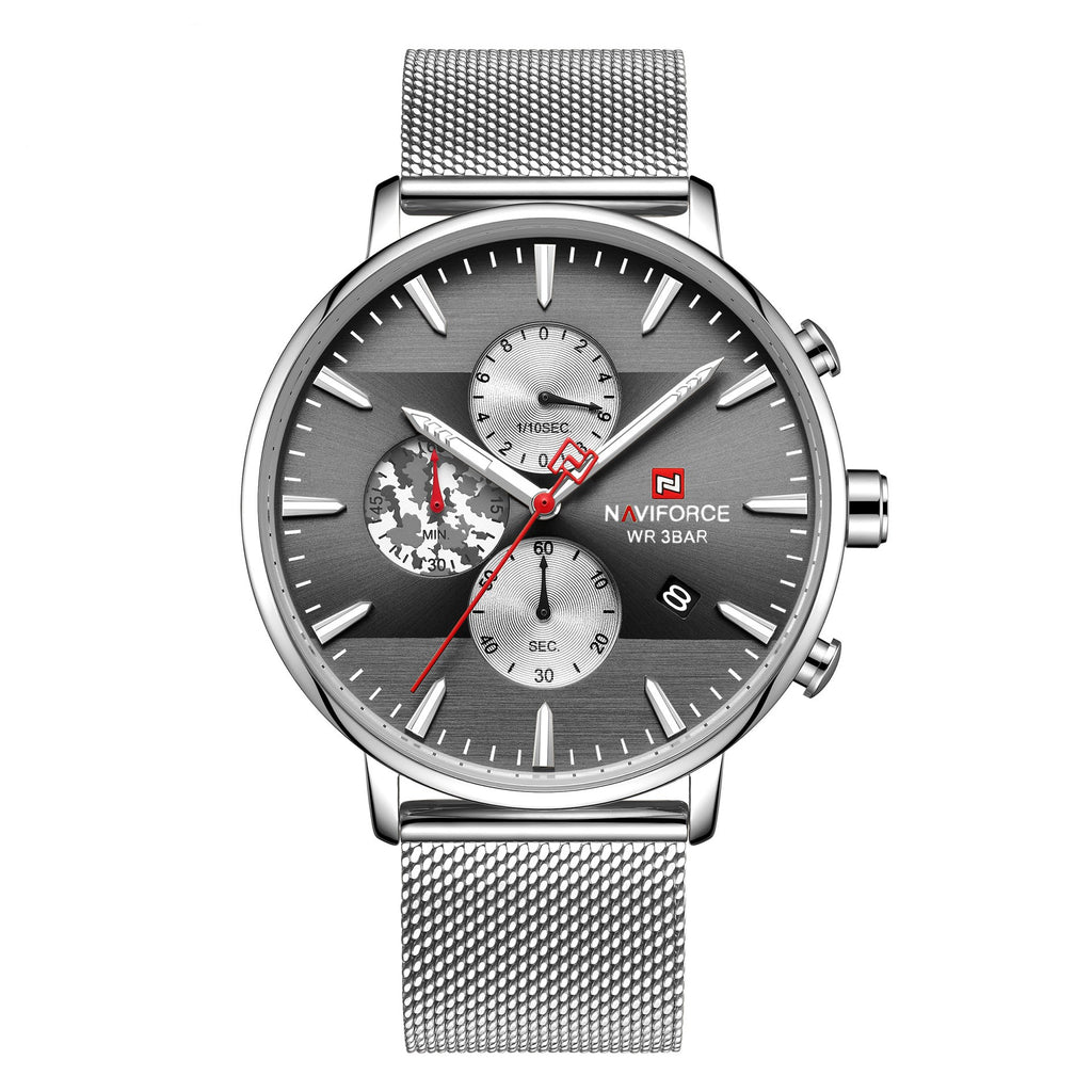 Lingxiang 9169 Bracelet en mesh Bracelet en camouflage Montre homme Imperméable Quartz Six-Hand Qu