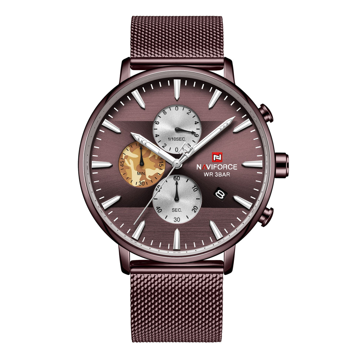 Lingxiang 9169 Bracelet en mesh Bracelet en camouflage Montre homme Imperméable Quartz Six-Hand Qu