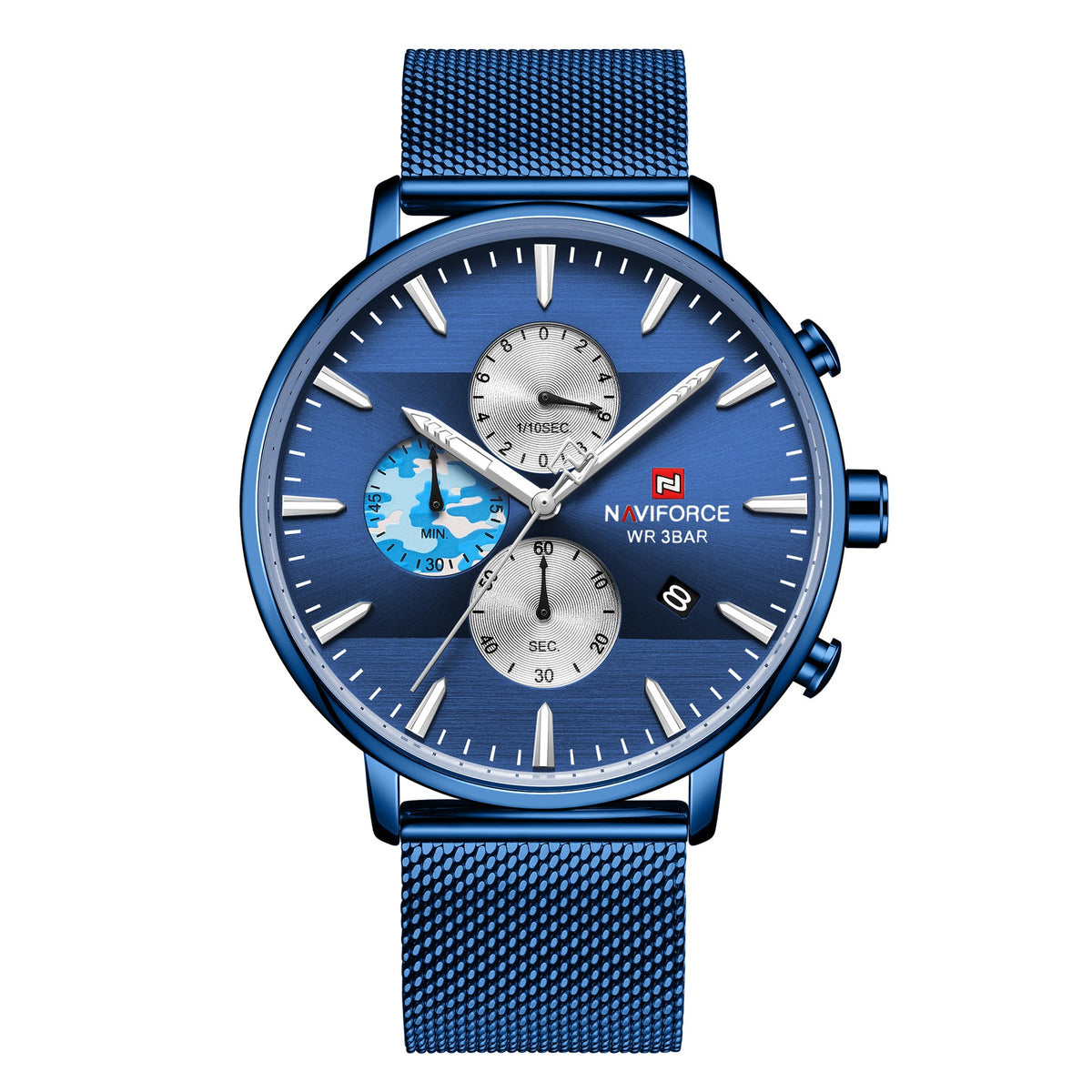 Lingxiang 9169 Bracelet en mesh Bracelet en camouflage Montre homme Imperméable Quartz Six-Hand Qu
