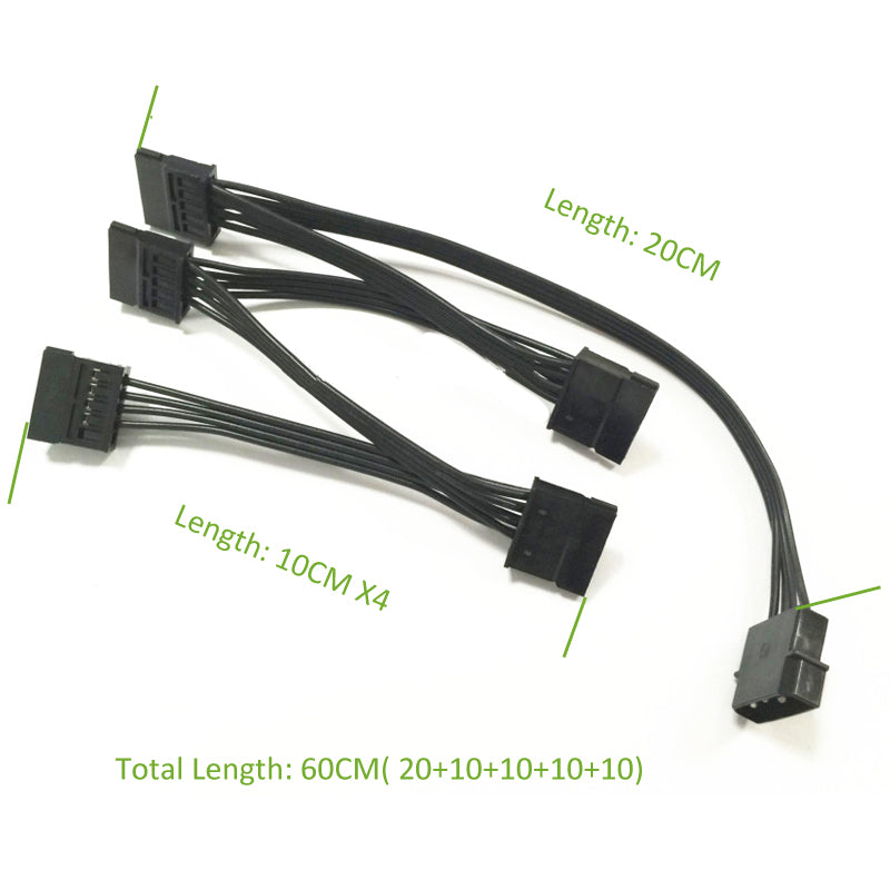 Molex 4pin IDE 1 à 5 SATA 15Pin alimentation de disque dur Spl