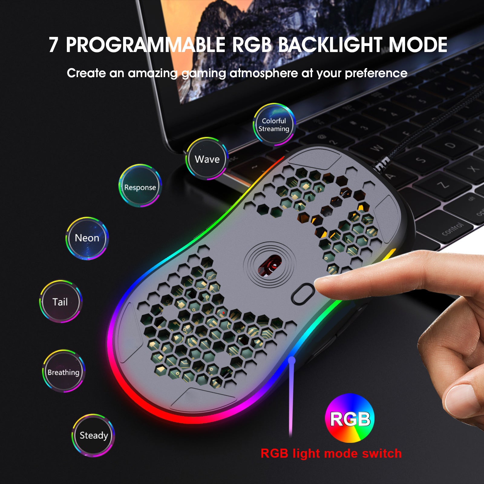 Souris mécanique de jeu filaire E-Sports avec Glow Rgb