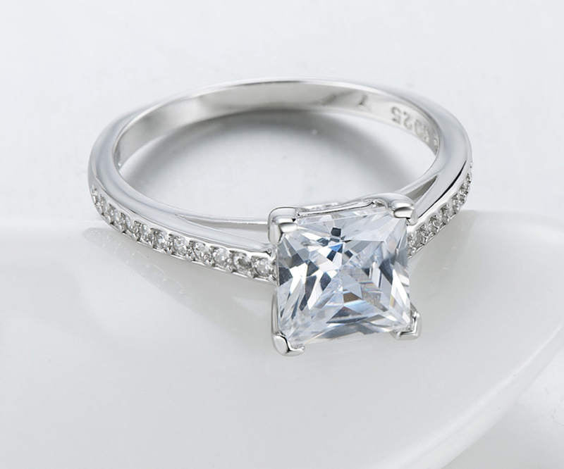 Bracelet platine en argent de luxe classique avec bague diamant