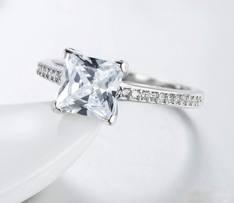 Bracelet platine en argent de luxe classique avec bague diamant